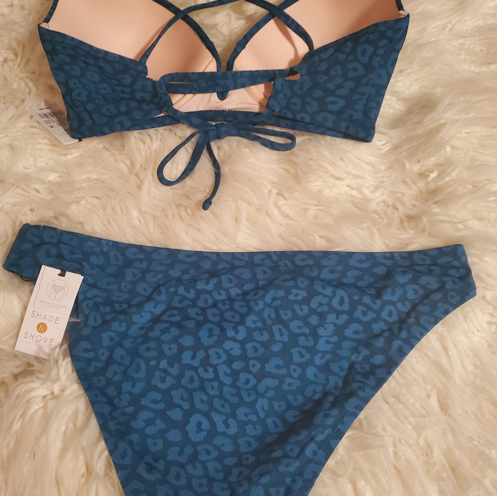 Shade & Shore Teal Leopard Bikini Set